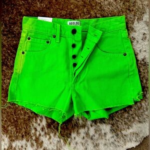 AGOLDE Jaden High Rise Short in Limelight Green